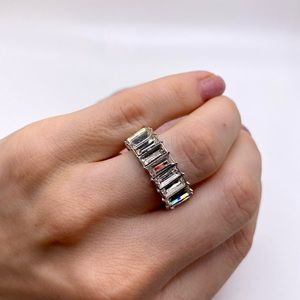 NEW Luxury Minimalist Square CZ Geometric Full Pave White Crystal Ring